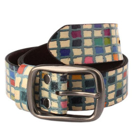 2016 new Leather fancy belt multicolour print casual colored checker beltl Abstract Design Printed Real Leather Belt 3.7cm wide