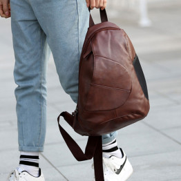 2017 Men's PU Leather Vintage Travel Riding Irregular Triangle Messenger Shoulder Sling Chest Casual Bag