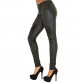 2017 Spring Sexy Women Pu Leather Black Pants Zipper Stretch Bodycon Pleated Patchwork Plus Size Women Pencil Long Pants