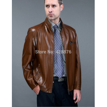 2017 Summer and autumn sheep  leather male clothing stand collar slim short leather jacket coat design32308737917
