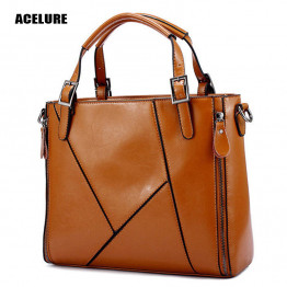 ACELURE Fashion Patchwork Designer Split Leather Bags Women Handbag Brand High Quality Ladies Shoulder Bags Women Bags