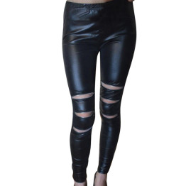 AOWOFS Black Sexy Women Leather Skinny Pants Zipped Leggings Stretch Slim Trousers For Girls Clothing Free Shipment