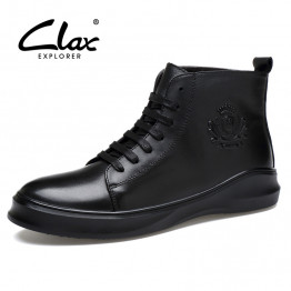 Clax Boot Men Black Genuine Leather Spring Autumn Men's Ankle Boots Fashion Designer Shoes Luxury Brand