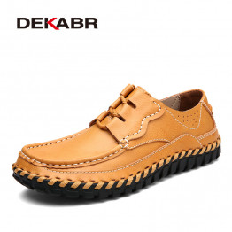 DEKABR Men Shoes 2017 Summer Breathable Casual Shoes New Design Lace Up Men Leather Shoes Fashion Quality Leahter Men Flats