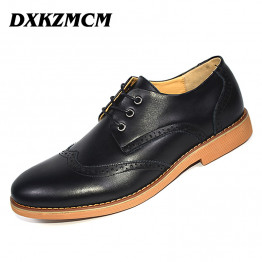 DXKZMCM 2017 Genuine Leather Men Flats , Business Brand Leather Men Shoes, Design Men Dress Shoes , Men Oxfords Formal Shoes