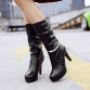 Fashion Leather Women Boots Brand Designe Autumn and Winter Female Boots Thin Heels High-heeled Shoes Pearl White Martin Boots