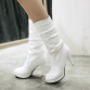 Fashion Leather Women Boots Brand Designe Autumn and Winter Female Boots Thin Heels High-heeled Shoes Pearl White Martin Boots