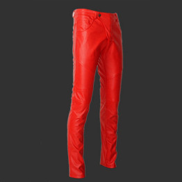Fashion Solid Full Length Men Pants Low Waist Slim Pencil Pants Male Breathable Stretch Faux Leather Trousers
