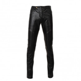 Fashion Solid Full Length Men Pants Low Waist Slim Pencil Pants Male Breathable Stretch Faux Leather Trousers