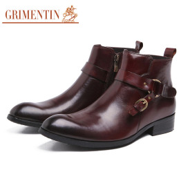 GRIMENTIN Fashion Designer Classic Dress Male Boots Genuine Leather Luxury Men Ankle boots UK Style Luxury Shoes Male Business
