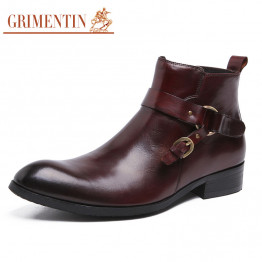 GRIMENTIN Fashion Designer Classic Dress Male Boots Genuine Leather Luxury Men Ankle boots UK Style Luxury Shoes Male Business