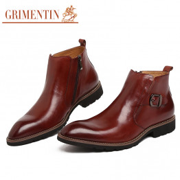 GRIMENTIN Hot Sale Fashion Designer Classic Ankle Male Boots Genuine Leather Luxury Men Business Shoes High Quality Mens Boots