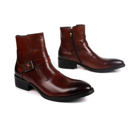 GRIMENTIN Mens Ankle Boots Genuine Leather Black Brown Zipper Italian Designer Luxury Men Dress Shoes Size:38-44 BO199