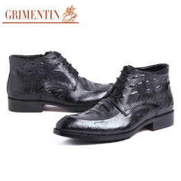 GRIMENTIN btitish vintage style genuine leather men ankle boots comfortable fashion designer mens shoes for business