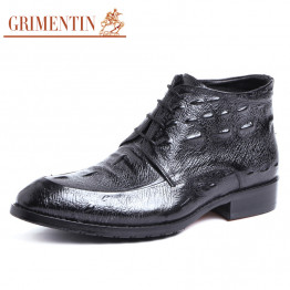GRIMENTIN btitish vintage style genuine leather men ankle boots comfortable fashion designer mens shoes for business