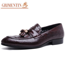 GRIMENTIN fashion crocodile designer genuine leather men shoes luxury loafers black brown male casual shoes men