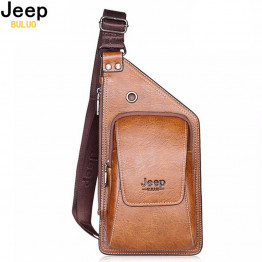 JEEP BULUO Brand Bag Men Chest Pack Single Shoulder Strap Back Bag Split Leather Travel Men Crossbody Bags Vintage Chest Bag 633
