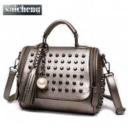 Luxury Handbags Women Bags Designer Handbags High Quality PU Leather Bag Famous Brand Retro Shoulder Bag Rivet Sac a main 