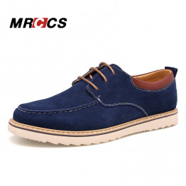 MRCCS Spring Autumn Classic Design Men's Platform Shoes,Suede Leather Lace Up Casual Flat,Daily Fashion Style Blue Men Boat Shoe