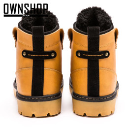 Men Boots Yellow Male Shoes PU Leather Winter Boots Fashion For Men New Design Warm Boot Shoes With Fur Mens Winter Shoes 