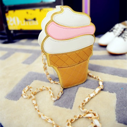New Cute Cartoon Women Ice cream Cupcake Mini Bags PU Leather Small Chain Clutch Crossbody Girl Shoulder Messenger bag LL1168