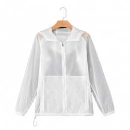 New Summer women hooded jacket zipper striped quick-drying ultra-thin skin uv sun protection basic jacket windbreaker