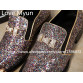 New arrival luxury brand design party shoes men fashion rhinestone buckle pointed toe slip on Sequins glisten wedding shoes man