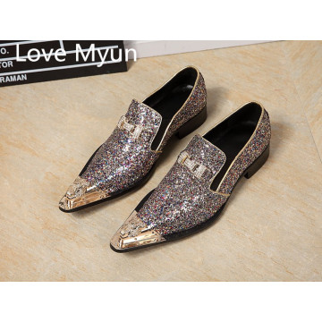 New arrival luxury brand design party shoes men fashion rhinestone buckle pointed toe slip on Sequins glisten wedding shoes man32757892963