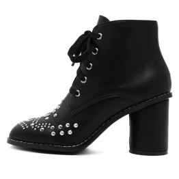 New brand design Lace-Up ankle boots fashion rivet punk style boots rough with strap heeled Shoes Women's Boots size 35-40