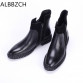 New mens business casual genuine leather boots fashion round toe slip on luxury brand designer high top men boots work boots 44