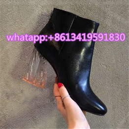 Novel Transparent High Heels Women Boots Classic Botas Elegant Design Ankle Booties Sexy Shoes Woman Soft Leather Botines Mujer