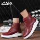 O16U Women Platform Ankle Boots Flats Shoes Leather Lace up Ladies Fashion Boots Designer Female Brogue Boots Winter Black Red32767734571