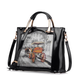 REALER brand new 3D pattern design handbag women casual tote bag fashion PU patent leather shoulder bags female handbag