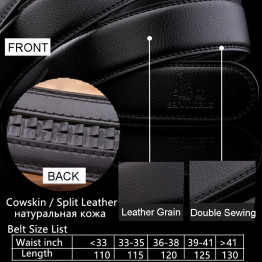 SAN VITALE Designe Mens Belts Cow Split Genuine Leather Luxury Brand Strap for Male 3 Colors Cintos Masculinos Automatic Buckle