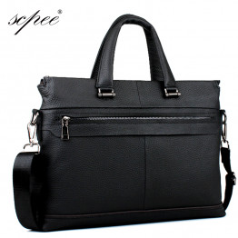 SCPEE New leather leather men's handbag shoulder bag men's business package computer bag