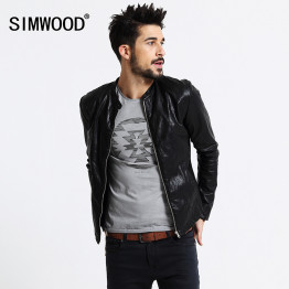 SIMWOOD Brand Motorcycle Leather Jackets Men Autumn Winter Clothing Men Leather Jackets Male Casual Coats Free Shipping PY2501