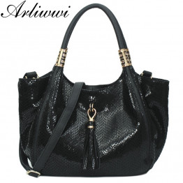 Top Quality 100% REAL LEATHER Color Block Shiny Shoulder Bags For Women Elgant Brand Designer Hardware Tassel Handbags
