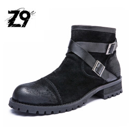 Top new men ankle boots fashion casual style cowboy leather suede flats buckle season autumn winter japanese designer
