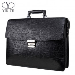 YINTE Fashion Men Briefcase Leather Men Bag Business Lawyer Briefcase High Quality 15inch Laptop Messenger Portfolio Tote T8010